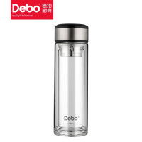Debo德铂 舒尔特玻璃杯简约便捷双层带盖茶漏水杯/个 DEP-745