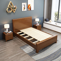 中伟(ZHONGWEI)实木床单位宿舍床公寓床木质床租房床1.2米框架款含床垫床头柜