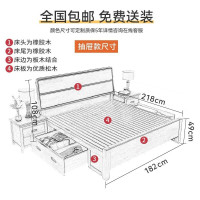 中伟实木床简约双人床实木成人床单人床公寓床卧室床婚床1.8米*2米橡胶木床框箱款+10cm床垫