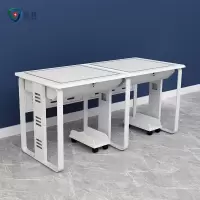盾将翻转电脑桌 翻转式多媒体教学培训电脑桌钢制办公学习桌 U型双人 DJ-LFF-FZZ203