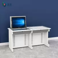 盾将翻转电脑桌 翻转式多媒体教学培训电脑桌钢制办公学习桌 C型双人 DJ-LFF-FZZ202