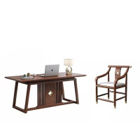 迅迈 1.6米书桌+太师椅(带抽屉储物)新中式实木书桌写字桌 家用办公桌 电脑桌 胡桃木桌子 书房家具书法桌