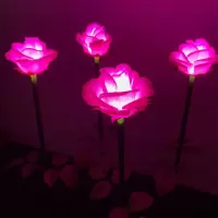 户外景观灯玫瑰花地插灯公园广场亮化装饰灯插电发光玫瑰花灯 粉色20支