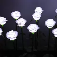 户外景观灯玫瑰花地插灯公园广场亮化装饰灯插电发光玫瑰花灯 白色20支