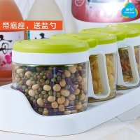 [苏宁易购超市]茶花玻璃厨房调料罐带架子四组装