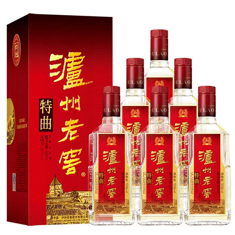 52度泸州老窖特曲500ml*6瓶浓香型高度白酒整箱
