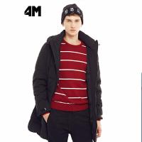 美特斯邦威旗下4M羽绒服男长款冬季简洁连帽保暖外套