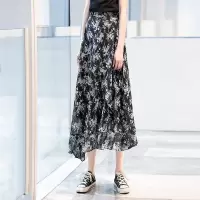 丝柏舍2020夏装女时尚高腰修身中长款印花半身裙S01R0491B