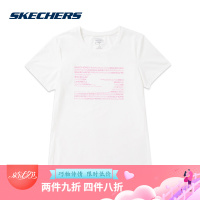 Skechers斯凯奇女装新款短袖训练T恤衫撞色印花上衣 SMPS219W007
