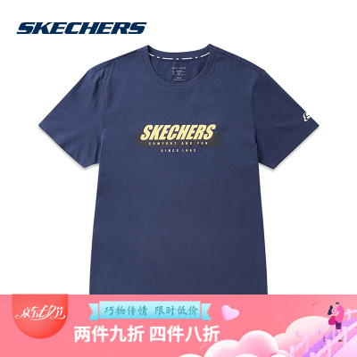 Skechers斯凯奇新款情侣装短袖T恤衫 字母印花上衣SMLC219M025