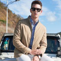 杰米克 2018年春季新款 美式休闲个性纯色立领夹克 男士 夹克外套