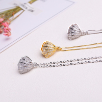 月印百川 s925银镶珍珠吊坠时尚贝壳淡水珍珠项链 三色可选