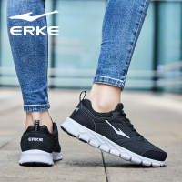 鸿星尔克（ERKE）运动鞋女鞋夏季新款运动鞋休闲皮面透气跑步鞋黑鞋休闲鞋