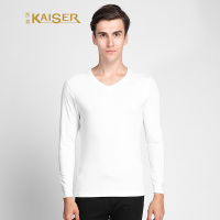 KAISER凯撒 T恤男士V领时尚竹纤维舒适男式长袖打底衫