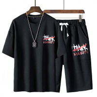 俞兆林(YUZHAOLIN)嘻哈港风超火短裤潮牌短袖两件套男款短T夏装上宽松套装