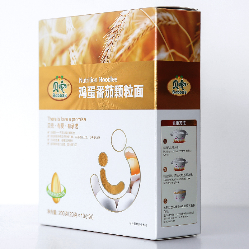 贝兜 无碱面条鸡蛋番茄颗粒面200g/盒