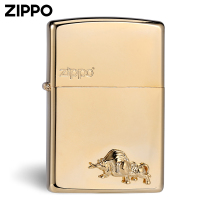 zippo正版打火机 芝宝精致标志创意金色牛贴章防风煤油火机