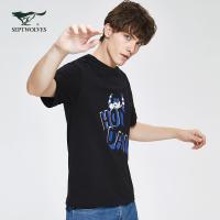 七匹狼圆领短袖T恤男2020夏季新款青年男装休闲男士潮上衣QZ