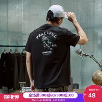 唐狮短袖男2020夏装新款T恤潮流后背图案纯棉宽松学生打底衫体恤