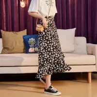 2020年新款半身裙女夏中长款黑色半身裙鱼尾裙碎花半身裙小雏菊W