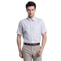 美尔雅(MAILYARD)男式短袖衬衫桑蚕丝棉时尚商务休闲男式衬衣浅紫色条纹 149