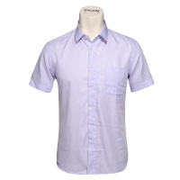 美尔雅(MAILYARD)男士短袖衬衫 桑蚕丝棉商务休闲男式修身衬衣 紫色条纹 145