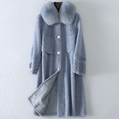 2019冬季羊毛皮大衣女士新款复合皮毛一体狐狸毛领外套