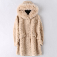 2019冬季新款羊毛皮大衣女士时尚复合皮毛一体狐狸毛领外套