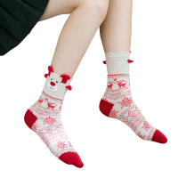初愫3双装圣诞袜日系可爱女士优质棉保暖家居袜