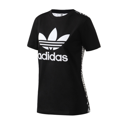 adidas阿迪达斯三叶草女装圆领LOGO款运动休闲短袖T恤DV0883.