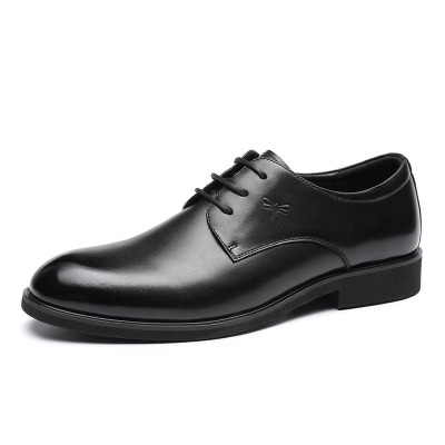 红蜻蜓男鞋正品真皮英伦商务正装皮鞋办公室尖头系带单鞋