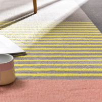 黑凤梨 清新趣粉系列居家地毯 灰黄条纹