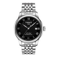 天梭(TISSOT)瑞士手表 力洛克系列机械黑盘钢带男士手表