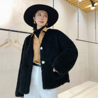 【秀衣记】羊羔毛女2019冬新款韩版宽松短款皮毛一体颗粒羊羔绒