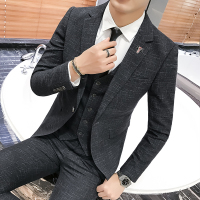 【COMEACROSS】男士西服套装2019新款青年韩版修身三件套西装上衣