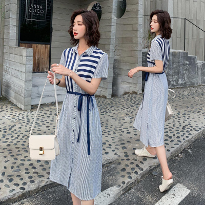 【秀衣记】2020新款夏装韩版条纹连衣裙