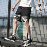 【HY&CO】夏季新款纯棉短裤男士大码宽松休闲青年运动迷彩撞色男跑裤
