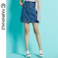 马克华菲女装2019夏季新款时尚半身裙A字裙牛仔半身裙