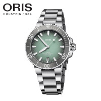 ORIS豪利时瑞士手表潜水系列AQUIS DATE薄荷绿盘钢带自动机械男表73377324137MB