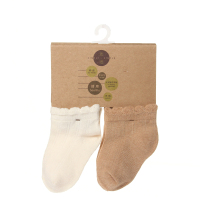 男女宝宝婴儿袜子2双装 0-6个月新生儿纯棉松口毛圈袜保暖袜 新生儿袜 SBCG0018