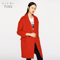 EICHITOO爱居兔冬装大红色双排扣中长款女士大衣