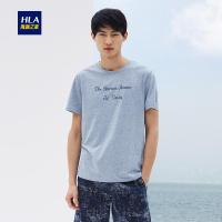 HLA海澜之家圆领条纹短袖T恤2018夏季新品舒适花纱短袖T恤男HNTBJ2E290A