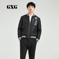 GXG夹克男装冬季男士修身短款棒球领黑色棉夹克外套_1