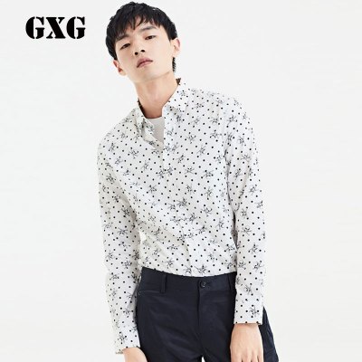GXG衬衫男装 春季都市时尚男士白色修身斯文衬衫潮