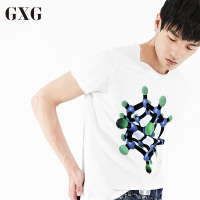 GXGT恤男装 夏季男士修身青年时尚休闲潮流白色圆领短袖T恤秒
