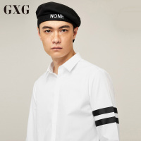 GXG长袖衬衫男装秋季时尚都市气质潮流衬衣白色长袖修身衬衫男_1