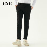 GXG男装冬季男士韩版时尚青年休闲直筒修身黑色长裤_1