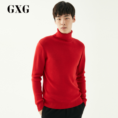 GXG男装冬季男士时尚保暖红色高领套头毛衫毛衣男_1