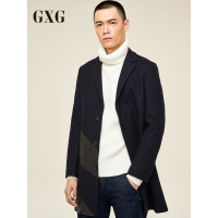 GXG男装冬季男士时尚流行双色长款羊毛呢大衣外套男_1