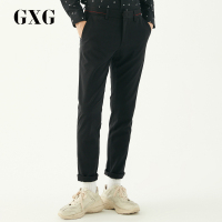 GXG男装冬季男士时尚流行黑色修身裤子男直筒休闲长裤_1